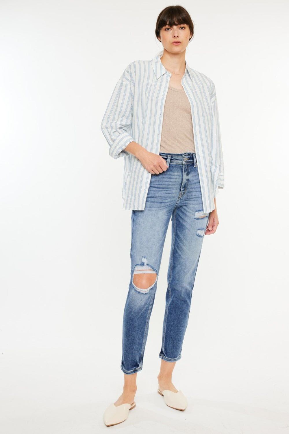 Kancan High Rise Distressed Mom Jeans LuxuryLifeWay Online Store