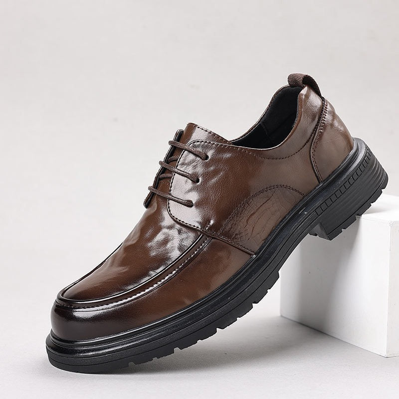 Leisure Chunky-soled Elevating Leather Shoes Best YouTube Store