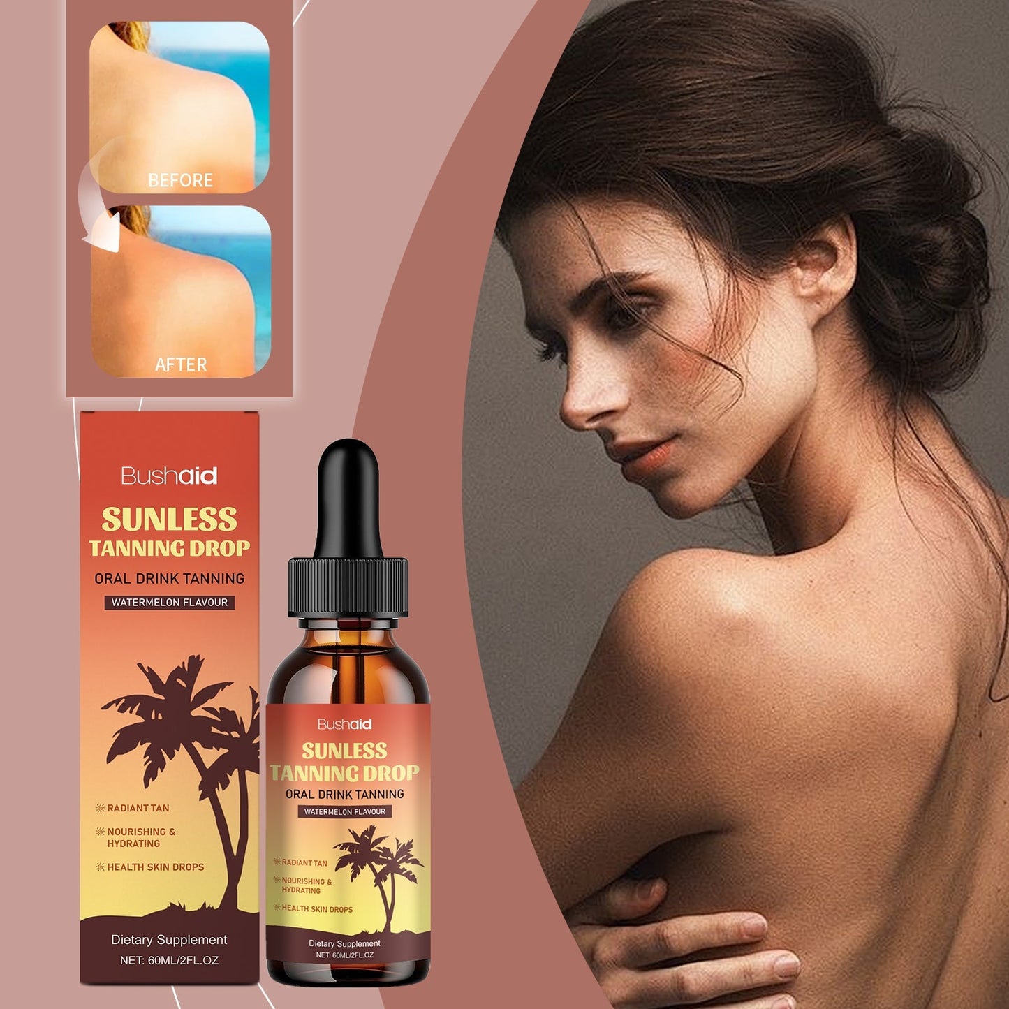 Natural Beauty Black Sunless Tanning Drops Oral Tri Light Beauty