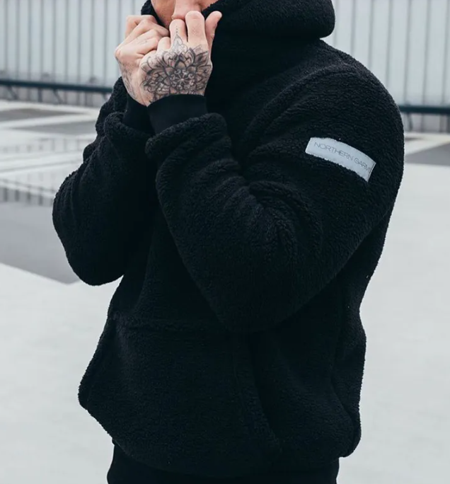 Men's Jacket Fashion Hooded Plush Sweater Pi-Mart