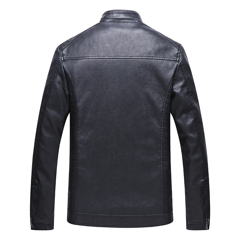 Men's new winter cashmere thick warm leather jacket PU leather jacket Hypersku