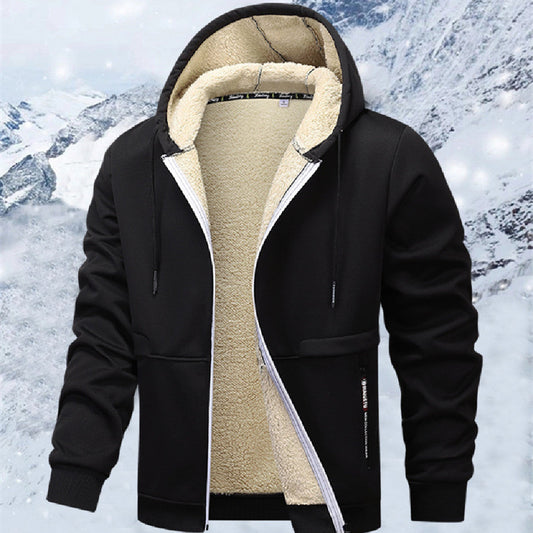 Casual Hoodies For Men Heavyweight Fleece Sweatshirt Winter Thick Sherpa Lined Hooded Zipper Jacket Thick Streetwear Coats LadyShow.Store