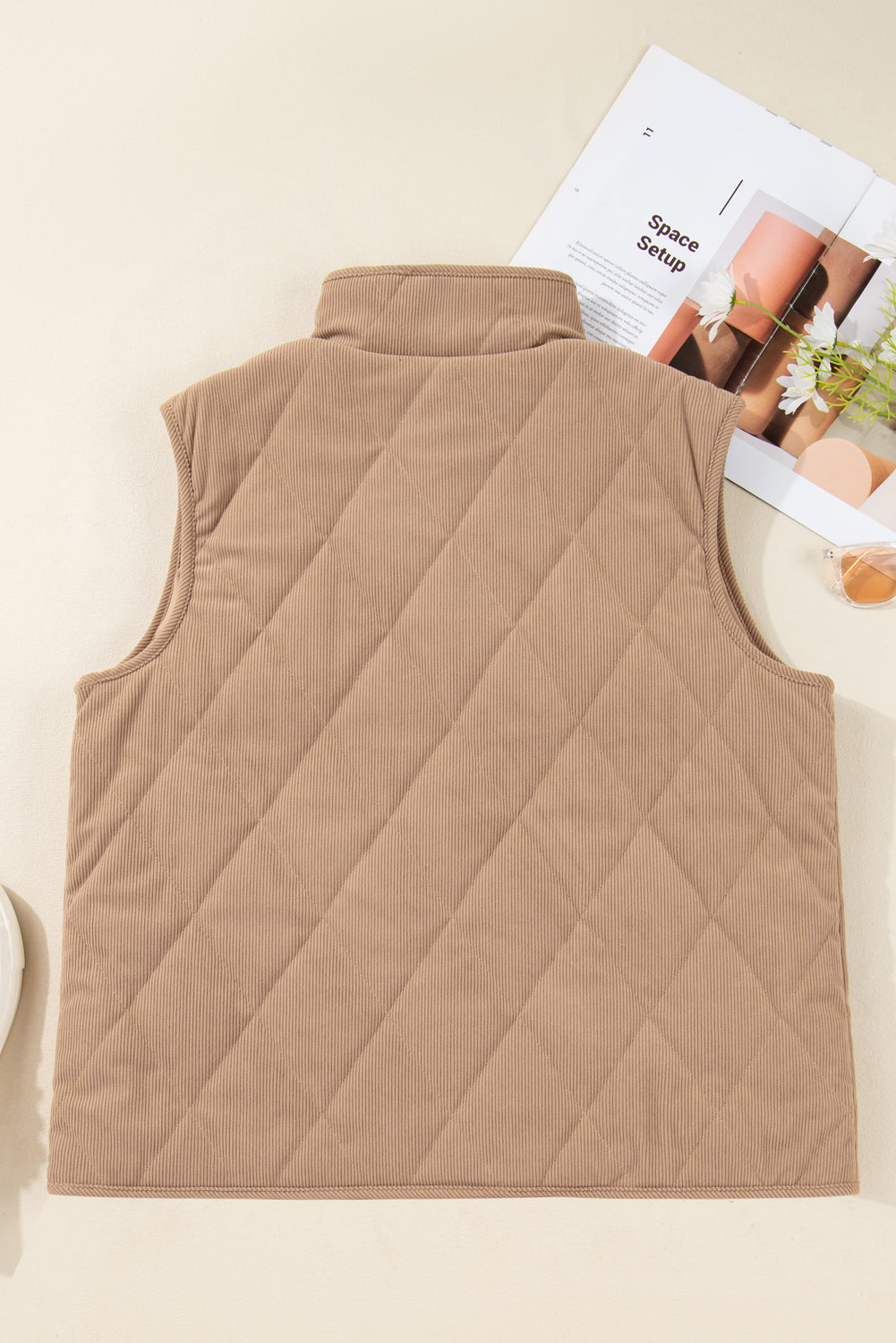 Elizabeth Cord Snap Vest Plus Jacket Threaded Pear