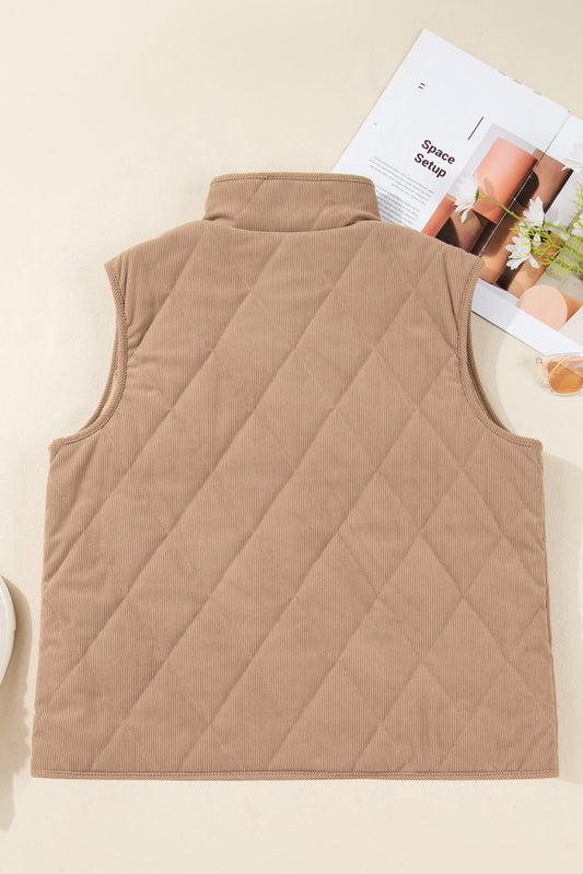 Elizabeth Cord Snap Vest Plus Jacket Threaded Pear