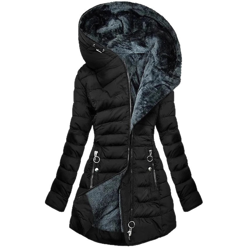 Hooded long-sleeved warm and velvet cotton jacket LadyShow.Store