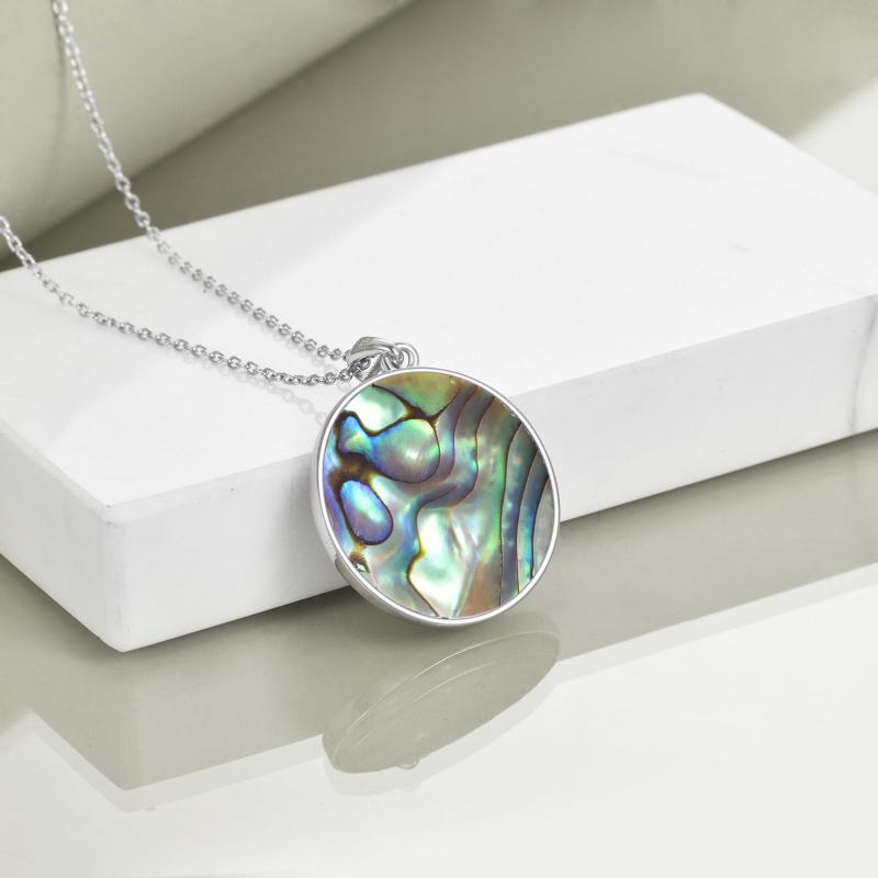 Sterling Silver Ocean Wave Abalone Shellfish Necklace Starfish Pendant Ocean Jewelry LadyShow.Store