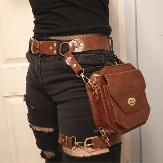 Steampunk Retro PU Waist Bag for Women