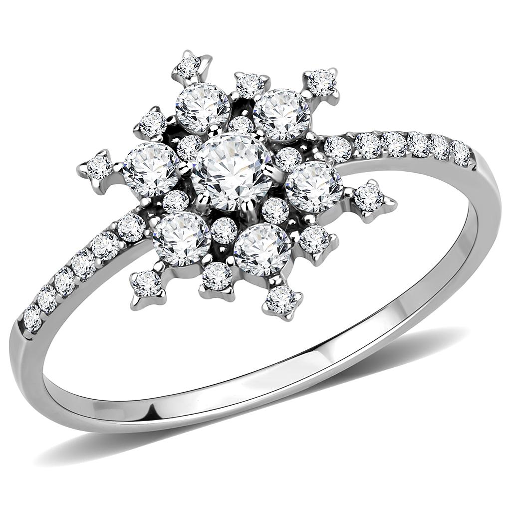 DA317 - No Plating Stainless Steel Ring with AAA Grade CZ  in Clear Alamode