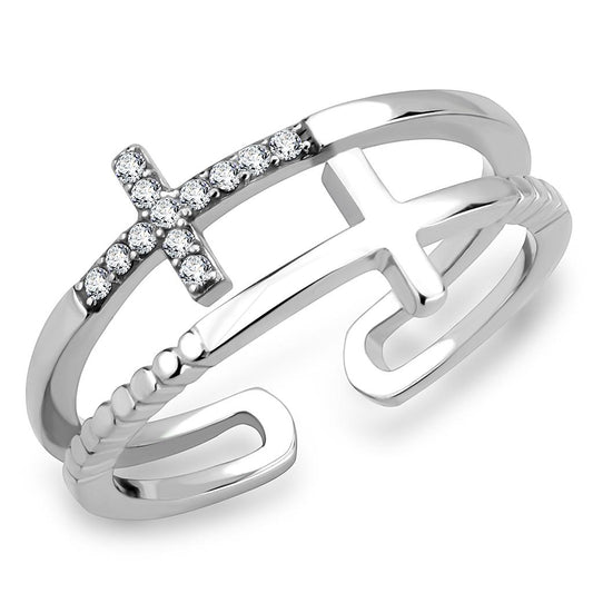 DA319 - No Plating Stainless Steel Ring with AAA Grade CZ  in Clear Alamode