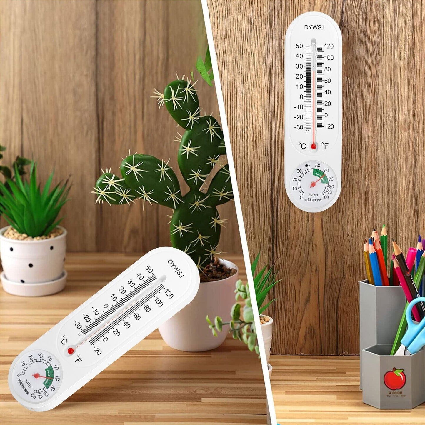 3PCS Wall Thermometer Indoor Outdoor Mount Garden Greenhouse Home Humidity Meter