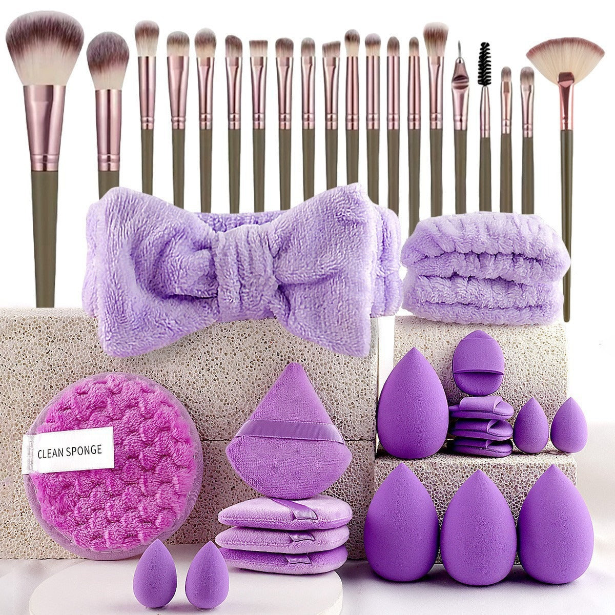 40-Piece Makeup Tool Set With Beauty Blender Soft Sponge Puffs LadyShow.Store