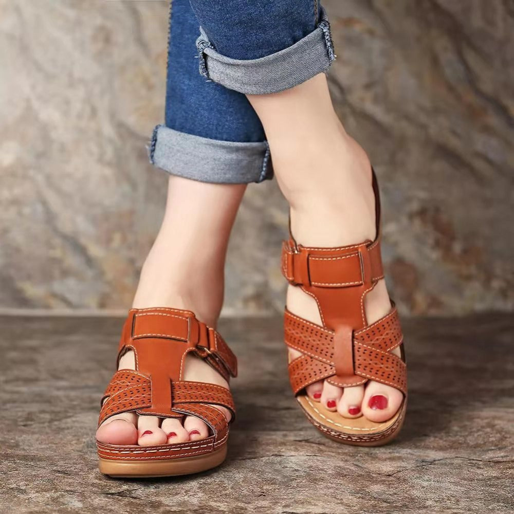 Vintage Wedge Platform Slip-On Ladies Sandals LadyShow.Store