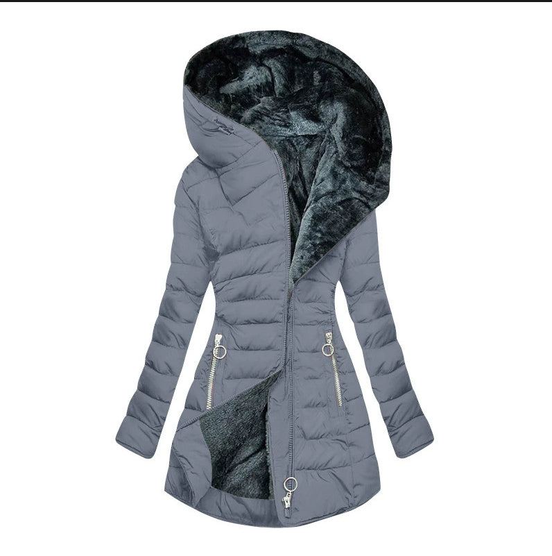 Hooded long-sleeved warm and velvet cotton jacket Accent Plus