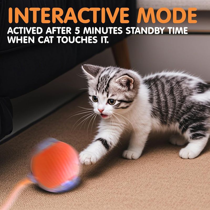 Cat Interactive Ball Toys Automatic Rolling Ball For Kitten Rechargeable Smart Pet Electric Toys With Teaser Sensor Cat Ball Toy Best YouTube Store