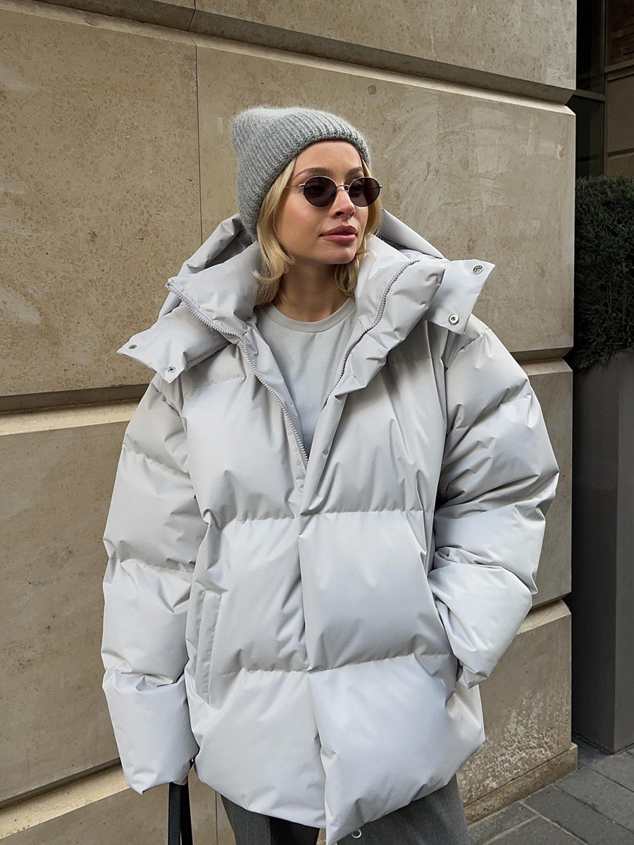 Fashion Coat With Removable Hood Cotton Jacket Winter Warm Windproof Loose Cotton Jacket Loose Parka Outerwear Clothing LadyShow.Store