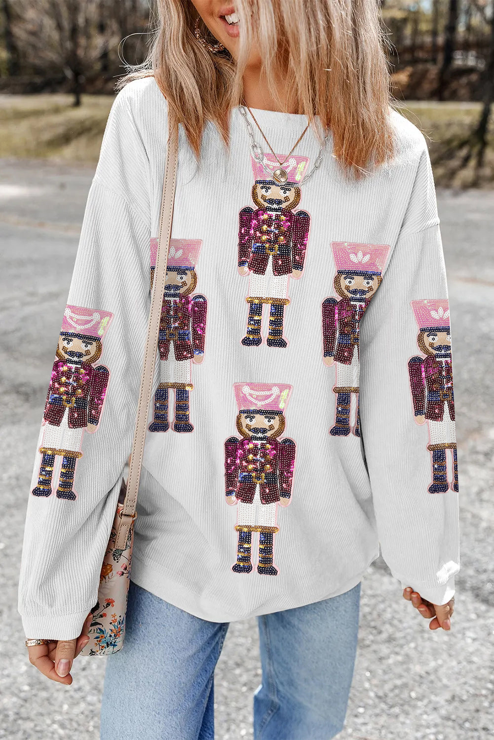 Aria Christmas Fashion Corded Sweatshirt-0