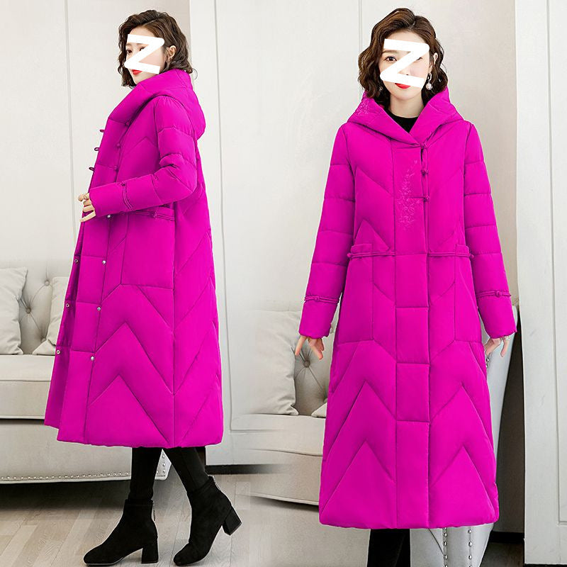 Plus Size Overknee Long Warm Hooded Cotton Jacket LadyShow.Store