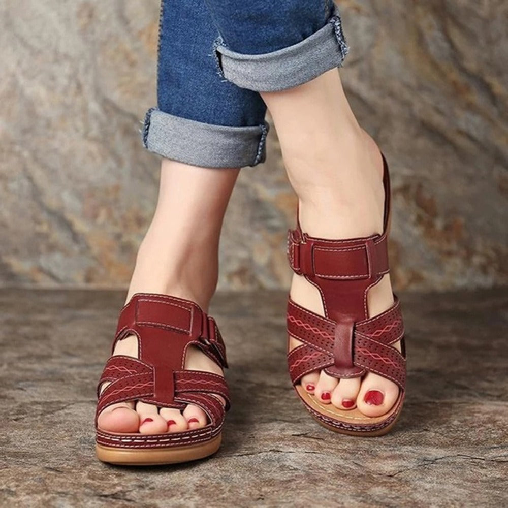 Vintage Wedge Platform Slip-On Ladies Sandals LadyShow.Store