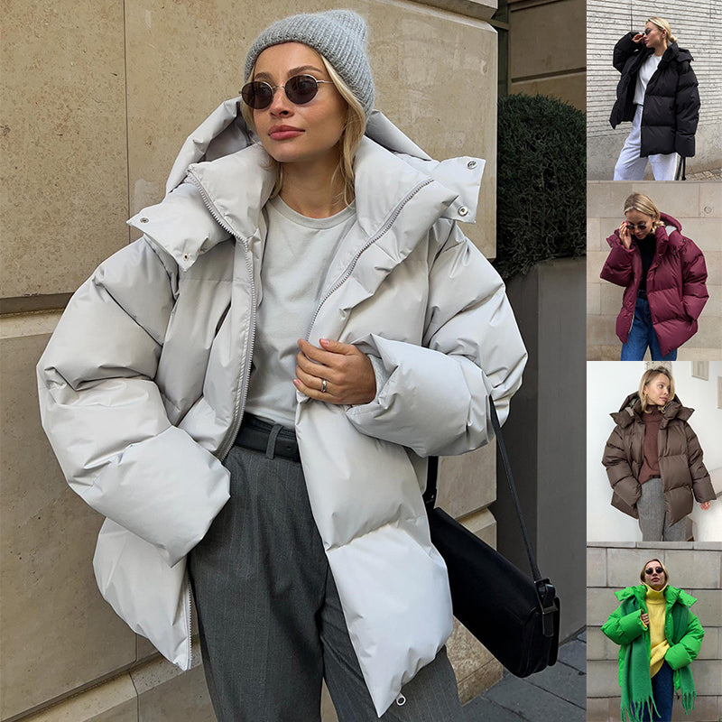 Fashion Coat With Removable Hood Cotton Jacket Winter Warm Windproof Loose Cotton Jacket Loose Parka Outerwear Clothing LadyShow.Store