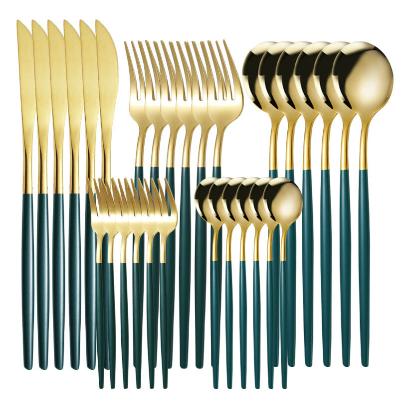 Stainless Steel Tableware Knife Fork And Spoon Western Tableware Gift Set LadyShow.Store