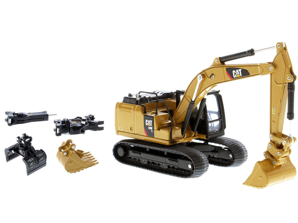 CAT Caterpillar 320F L Hydraulic Tracked Excavator with 5 Work Tools "Play & Collect!" 1/64 Diecast Model by Diecast Masters Diecast Masters