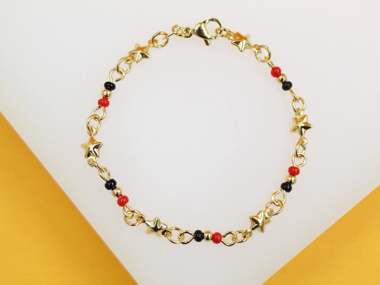 Gold Filled Azabache Beaded Bracelet MIA Jewelry