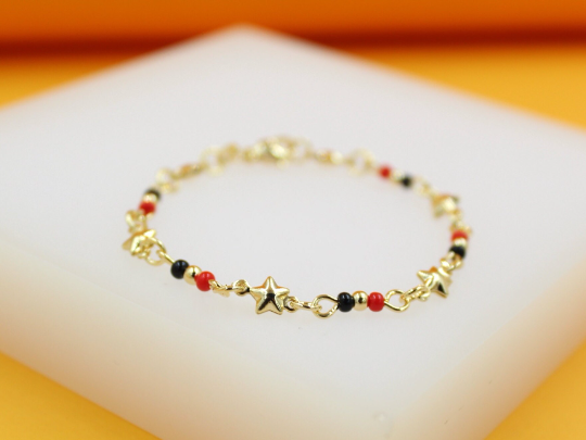 Gold Filled Azabache Beaded Bracelet MIA Jewelry