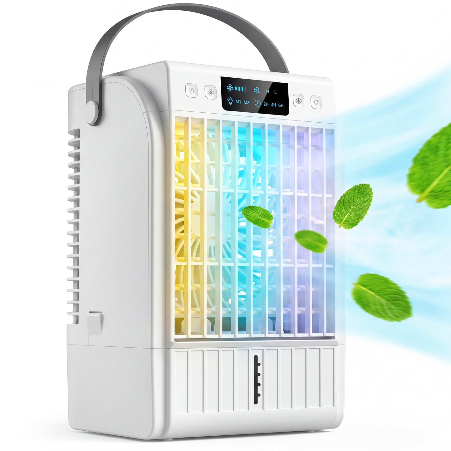 Portable Air Conditioner, 4-in-1 Mini Air Cooler with 4 Wind Speed, 2 Mist Mode, RGB 7 LED Light Best YouTube Store