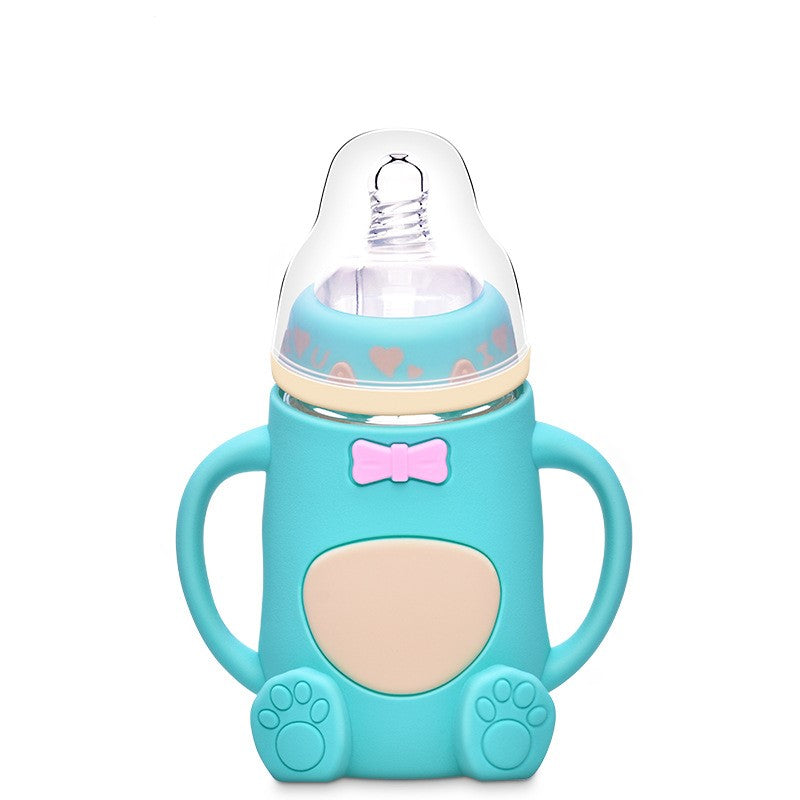 Silicone Glass Baby Bottle with Anti-Drop Design LuxuryLifeWay Online Store