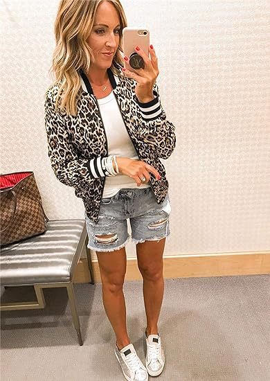 Women's Jacket Zipper Casual Bomber Jacket Coat Stand Collar Short Clothes LadyShow.Store