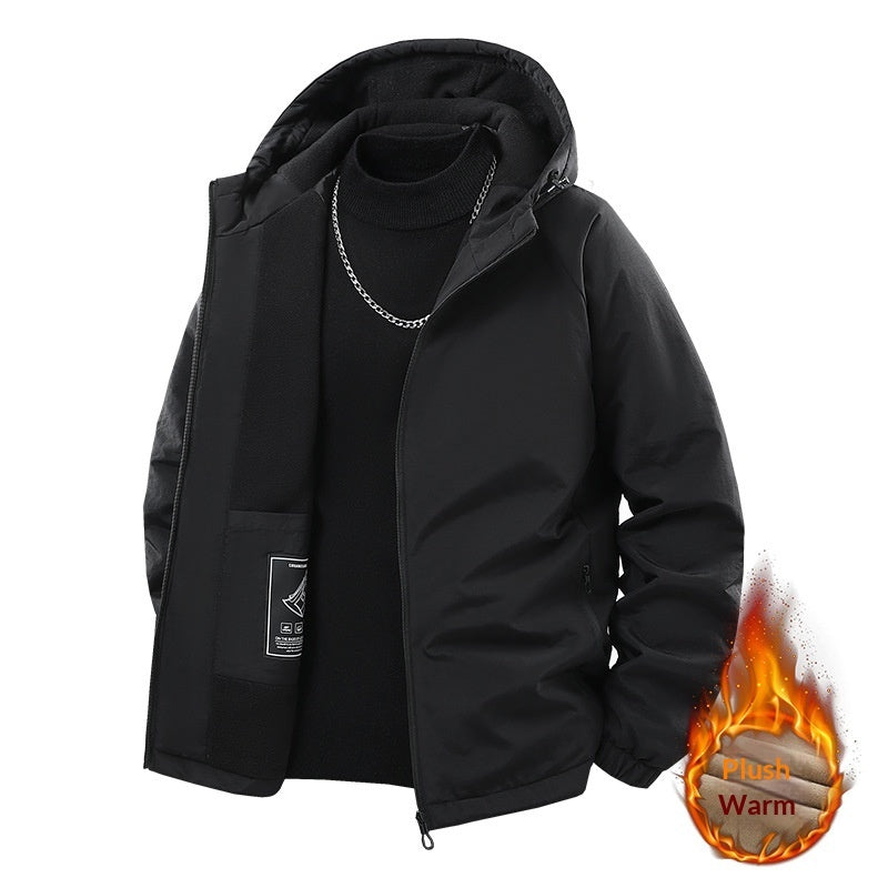 Men's Casual Fleece-lined Thick Hooded Jacket Best YouTube Store