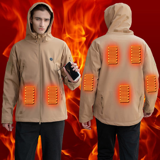 Smart Heated Jacket And Warm-keeping Coat Hooded Fleece-lined