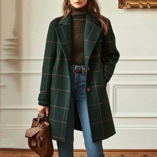 Plaid Mid-length Lapel Large Size Jacket LadyShow.Store