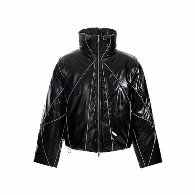 Men's Winter Reflective Line Bread Coat Thickened Accent Plus