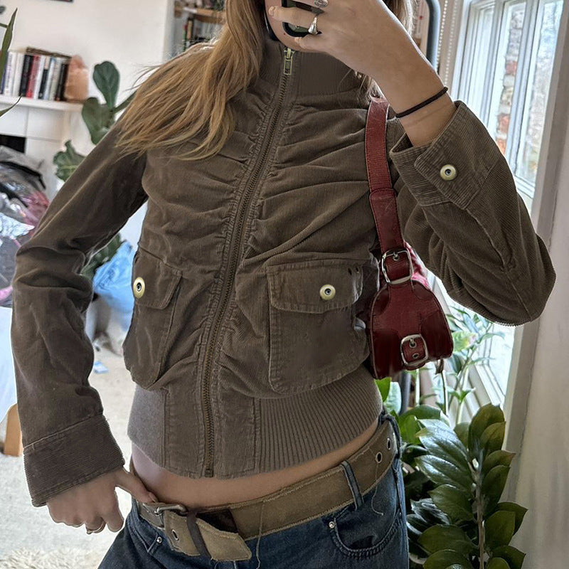 Autumn And Winter Corduroy Jacket Coat For Women Accent Plus
