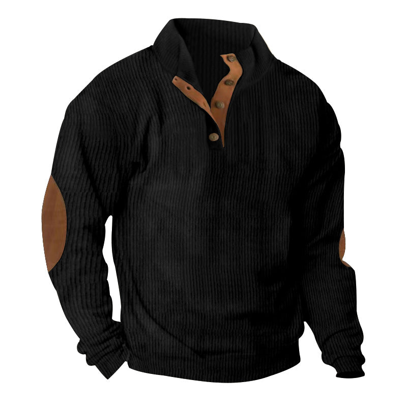 Corduroy Casual Stand Collar Long-sleeved Sweater Best YouTube Store