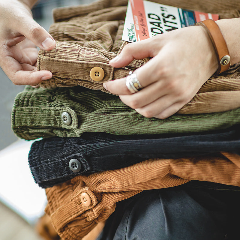 Men's Casual Khaki Corduroy Pants for Autumn/Winter Pi-Mart