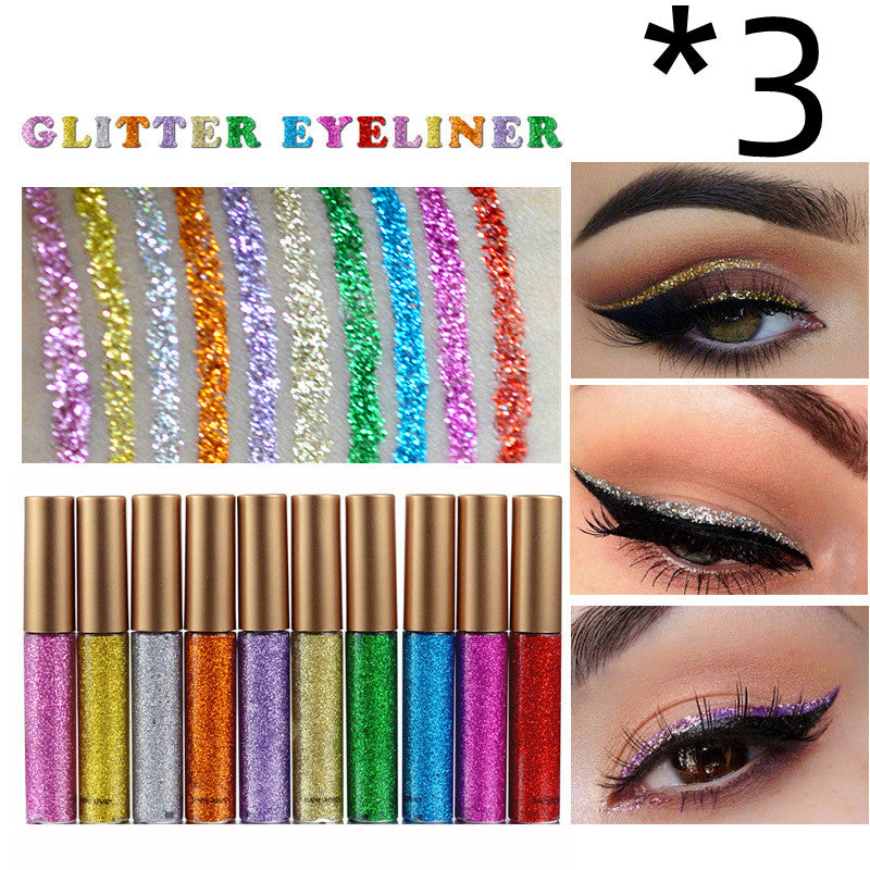 HANDAIYAN Brand 1 Pcs Glitter Liquid Eyeliner Pen 10 Colors Metallic Shine Eye Shadow & Liner Combination Pencil Eyes Makeup CJD