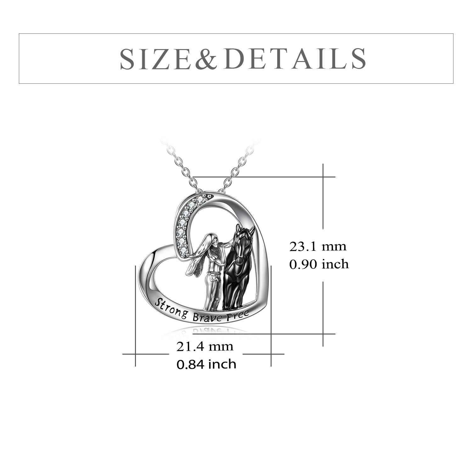 Sterling Silver Horse and Girl Pendant Necklace for Girls Women LadyShow.Store