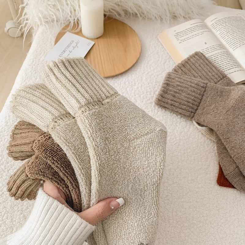 Ins Knitted Socks Winter Warm Thickened Solid Loop Socks High Ribbed Sweat-absorbent Floor Sock Best YouTube Store
