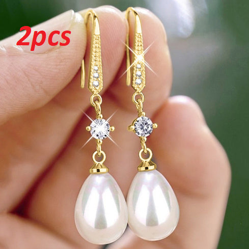 Women's All-match Baroque Drop-shaped Artificial Pearl Earrings LadyShow.Store