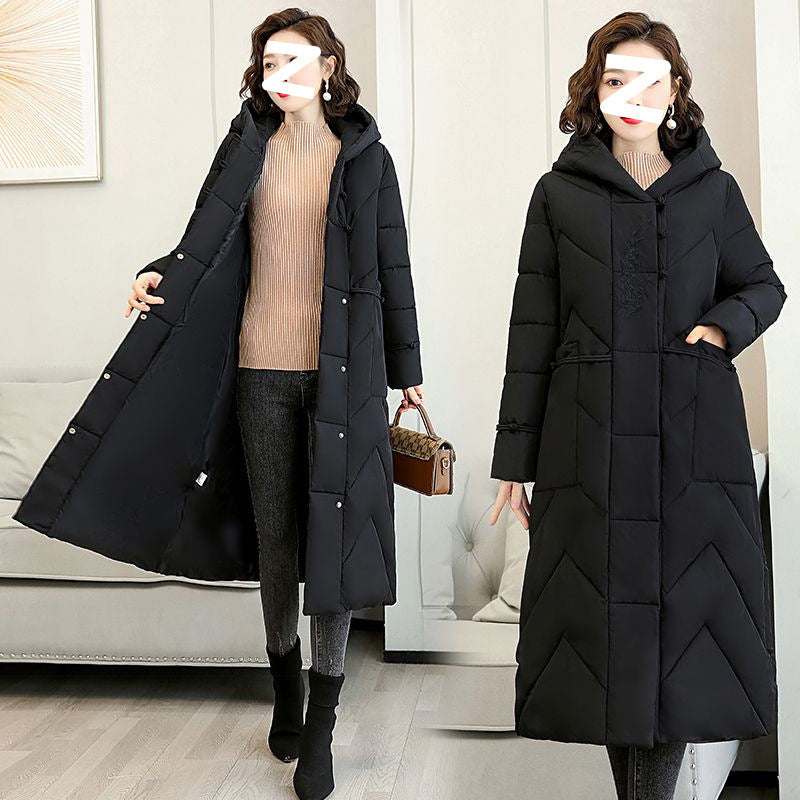 Plus Size Overknee Long Warm Hooded Cotton Jacket LadyShow.Store