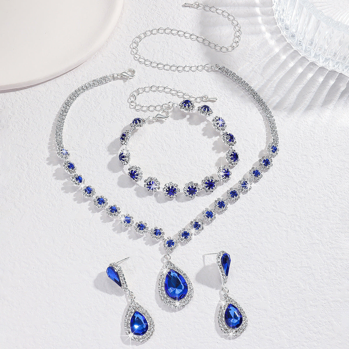 Diamond Necklace Earrings And Bracelet Three Piece Jewelry Set Best YouTube Store