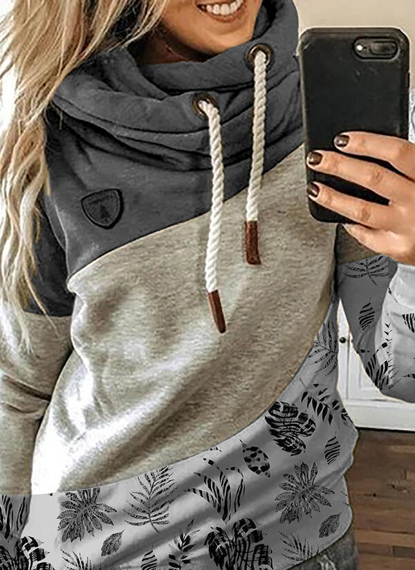 Printed stitching hooded fleece loose sweatshirt Best YouTube Store