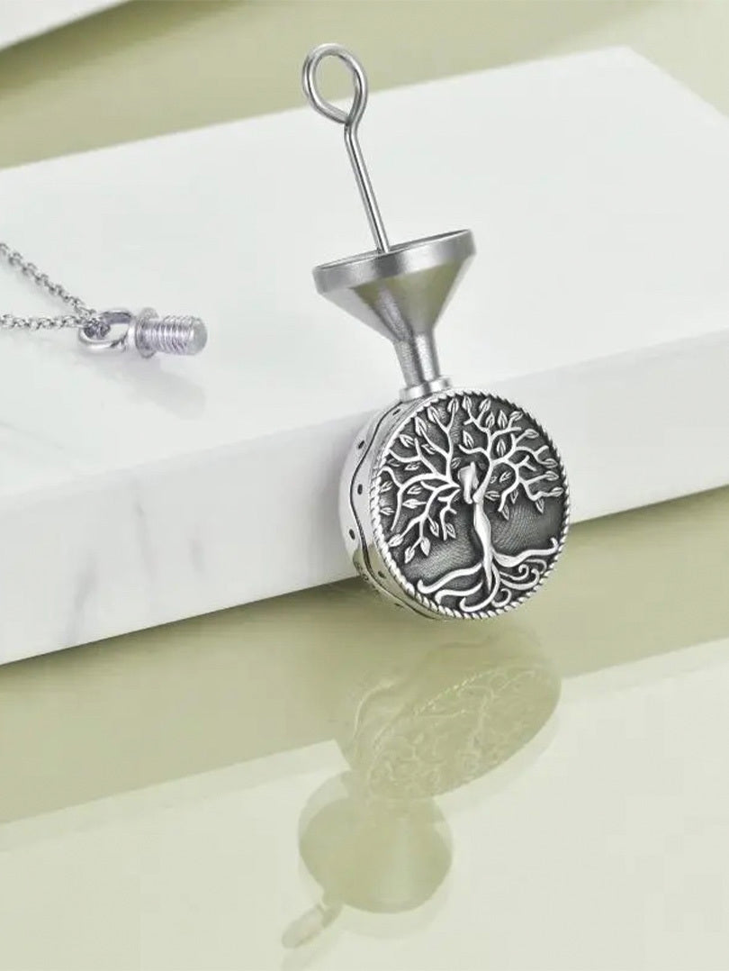 Tree of Life Urn Cremation Jewelry Necklace for Ashes in Sterling Silver Retro LadyShow.Store
