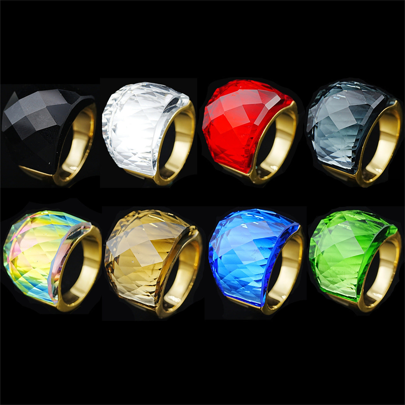 Stainless Steel Diamond-shaped Exaggerated Gemstone Ring For Men LadyShow.Store