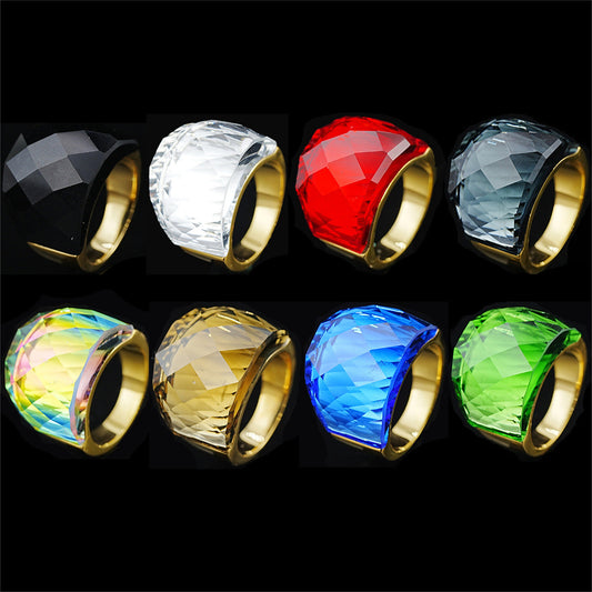 Stainless Steel Diamond-shaped Exaggerated Gemstone Ring For Men LadyShow.Store