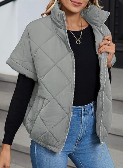 Casual Pocket Zipper Diamond Lattice Warm Jacket Accent Plus