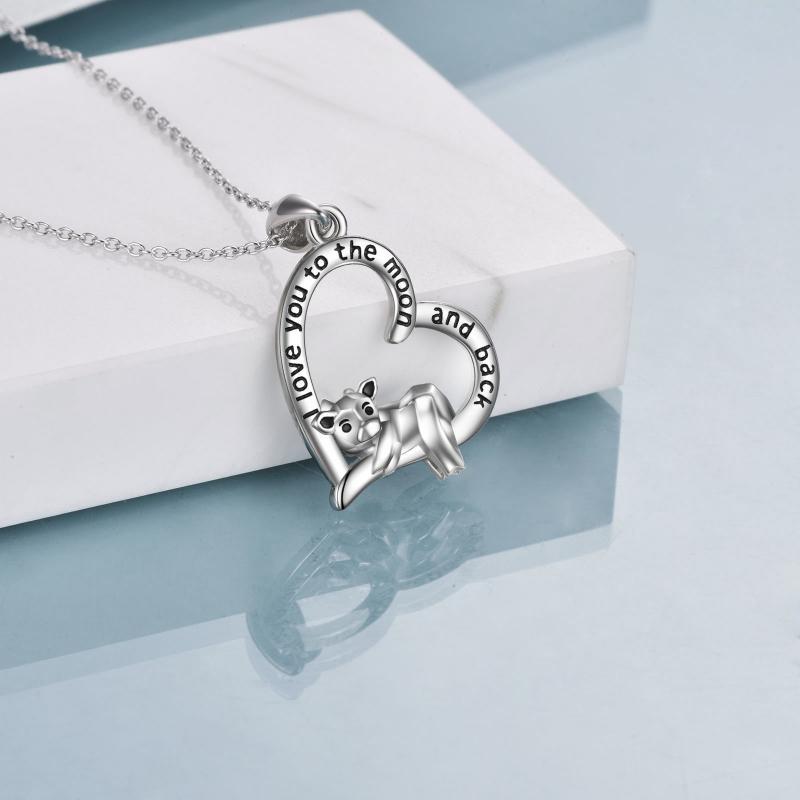 Sterling Silver Cow Heart Pendant Necklace for Women I Love You To The Moon And Back LadyShow.Store