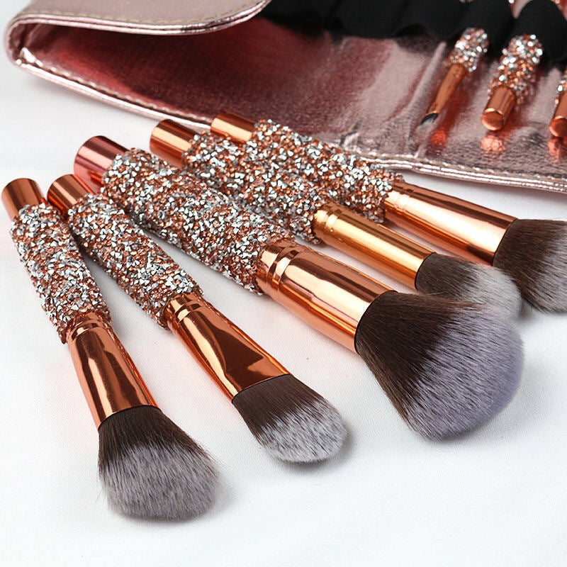 Set Of 10 Diamond Handle Makeup Brushes Beauty Tools Makeup CJD